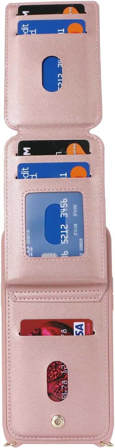 iPhone 7 Plus/8 Plus Case with Card Holder for Women, iPhone 7 Plus/8 Plus Phone Case Wallet with Strap Credit Card Slots Crossbody Zipper Case fo...