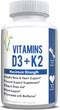 AlcheVita Vitamins D3 (5000 IU) + K2 (mk7) + Calcium (210mg)- Maximum Strength Complex (3-in-1 Formula) - 60 Capsules | Supports Healthy Bones, He...