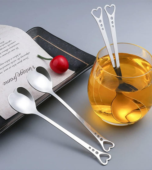 10-Piece Heart-Shaped Stainless Steel Dessert Spoon Set for Home, Restaurant, Cafe, and Bar - Elegant Design, Multi-Functional Usage, and Durable ...