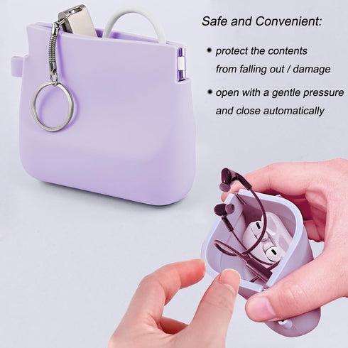 Silicone Headphone Organizer Wired Earbud Case Pouch, Portable Data Cable Organizer Case, Silicone Coin Purse Pouch Change Holder for Women and Me...