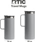 RTIC Travel Mug with Handle, 16 oz, Graphite, Portable Thermal Camping Cup, Vacuum-Insulated with Lid, Stainless Steel, Sweat Proof, Keeps Hot & C...