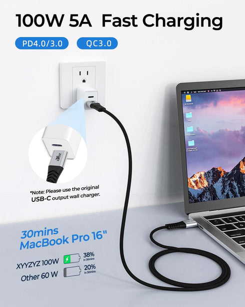 XYYZYZ USB C to USB C Cable 100W PD3.0 QC 5A USB C Charging Cable Nylon Braided Type C to Type C Cable Compatible with Galaxy S22/S21/A13, MacBook...