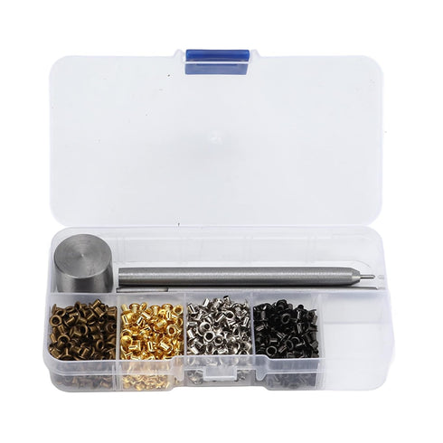 Grommet Tool Kit, Eyelet Repair Grommets Setting Install Plated Copper Metal Kit with Plastic Storage Box for Fabric Tarps Leather Shoelaces Belts...