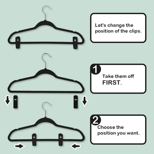 Trgowaul Thin Velvet Hangers Clips, Strong Finger Clips Perfect for Pants (20pc, Black)...
