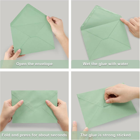 50 Pack A7 Envelopes, Sage Green Greeting Card Envelopes Self Seal, 5.24 x 7.24 in Envelopes for Birthday Graduation Baby Shower Wedding Invitatio...