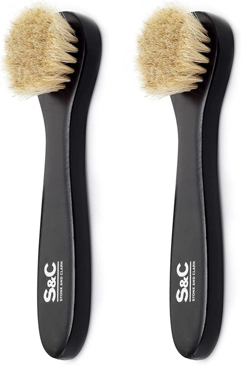 Premium Shoe Polish Brush Set - Horse Hair Brushes, Shoe Polish Applicator for Leather Footwear - Shoe Brushes for Cream & Polish - Made of White ...
