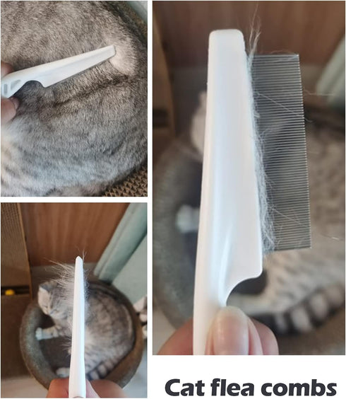 Dog Combs for Grooming, Metal Dog Comb and Flea Comb with Rounded Teeth for Removing Tangles and Knots for Long and Short Haired Dogs and Cats (st...