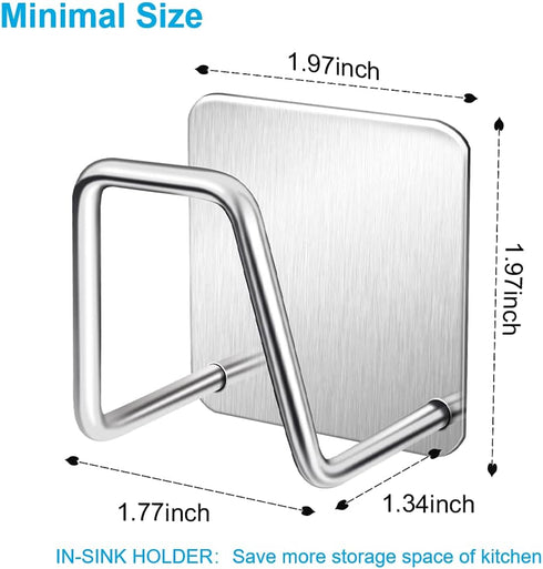 ESINAM 2Pcs Sponge Holders for Kitchen Sink, Strong Adhesive Small Sponge Holder, Premium Rustproof & Waterproof Kitchen Sink Caddy - Minimal Size...