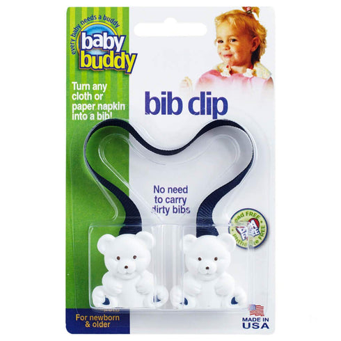 Baby Buddy Bib Clip, Newborn Must Have and Travel Essential, Turn Any Cloth, Towel, or Napkin into a Bib for Feeding or Teething, Navy, 1 Pack - M...