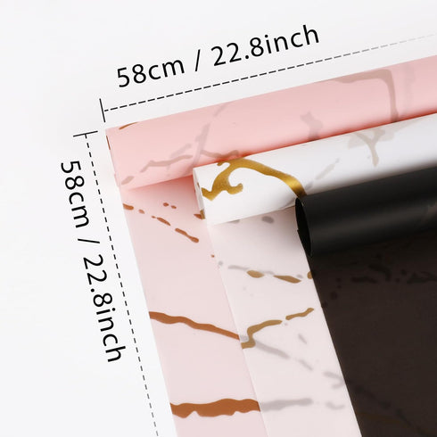 20 Sheet Flower Wrapping Paper - Waterproof Floral Bouquet Wrapping Paper, Florist Supplies Packaging Paper for Wedding Birthday Gift DIY (Marble ...