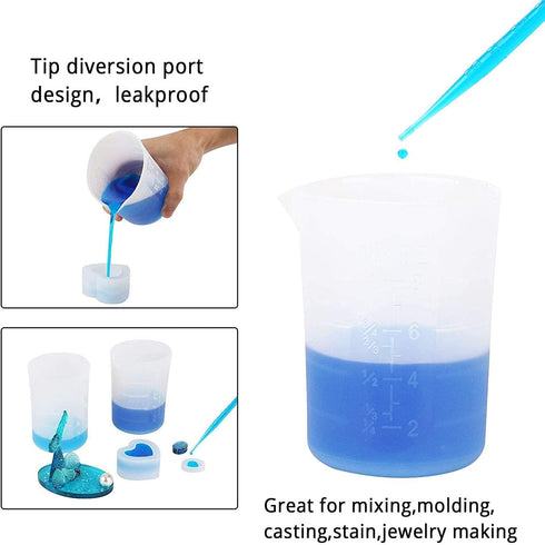 Gartful 250ml Silicone Measuring Cups, 4 PCS Large Nonstick Reusable Silicone Mixing Cups Durable Easy Clean for Epoxy Resin, Casting Molds, Stain...