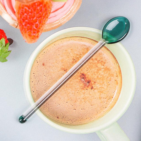 6PCS Tea Spoons, Colorful Coffeeware Long Handle Stirring Spoons, Home Kitchen Glass Spoon...