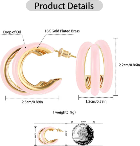 Gold Hoop Earrings for Women, Chunky Triple Hoop Earrings Thick Three Open Hoop Trendy Jewelry Gifts...