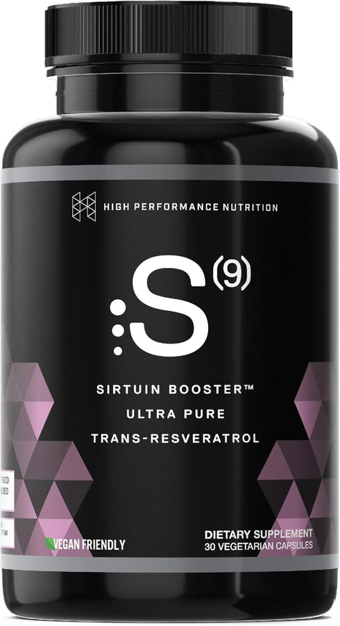 HPN S(9) Sirtuin Booster Ultra Pure Trans Resveratrol Healthy Aging Antioxidant Supplement, High Performance Nutrition, 30 Capsules...