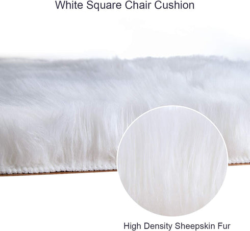 Softlife White Small Faux Fur Sheepskin Throw Rug Fluffy Shag Fur Chair Cover Pad Washable Square Area Rugs for Living Room Bedroom Dorm 20" x 20"...