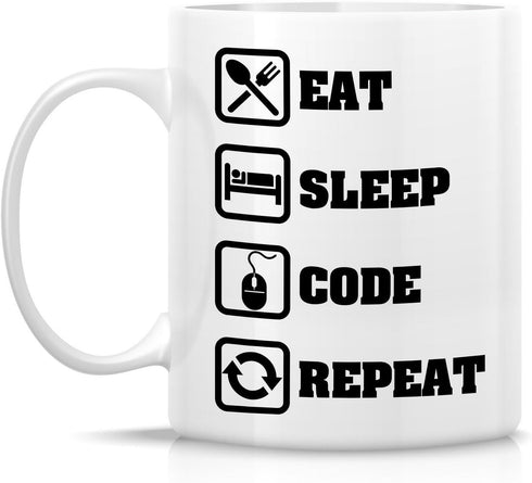 Retreez Funny Mug - Eat Sleep Code Repeat Programmer Software Engineer 11 Oz Ceramic Coffee Mugs - Funny, Sarcasm, Sarcastic, Inspirational birthd...