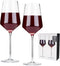 Viski Raye Angled Crystal Bordeaux Wine Glasses Set of 2 - Premium Crystal Clear Glass, Modern Stemmed, Flat Bottom Red Wine Gift Set - 16oz...