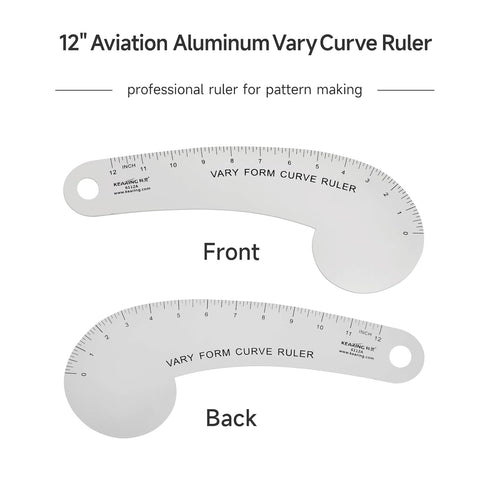 Vary Form Curve Ruler 12“ French Curve Ruler for Pattern Making, Aviation Aluminum Hip Curve Ruler for Measuring Sewing...