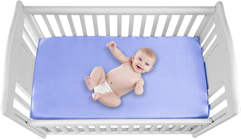 2 Pack Satin Soft Crib Sheet for Baby with Sensitive Hair Silky Baby Mattress Sheet Blue and Green Unisex 52’’x28’’x8’’ Fitted Sheets...