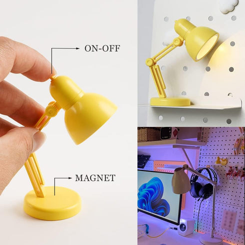 Mini Lamp Refrigerator Magnet, Cute LED Table Fold-able Lamp Novelty Fridge Magnet, Night Study Travel Portable Lamp (Yellow)...