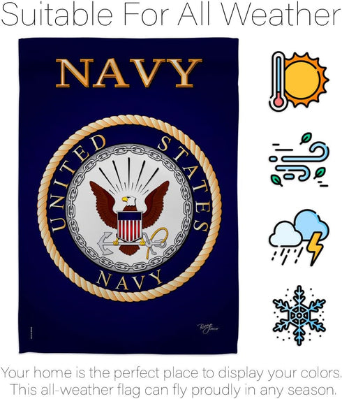 Breeze Decor US Navy USN Armed Forces Seabee Official Licensed United State American Military Retire Decorative, Garden Flag 13"x 18.5", Memorabil...