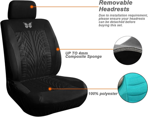 Front Car Seat Covers, 2 Pack Butterfly Automotive Seat Protectors, Car Interior Accessories, Soft & Breathable, Premium Non-Slip Seat Covers for ...