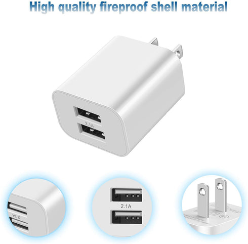 USB Wall Charger Block 2Pack Dual Port Cube Plug Power Charging Adapter Brick for Apple iPhone 15/14/13/12/XS Max/XR/X/8/8 Plus/7/6S/6S Plus/6/SE/...