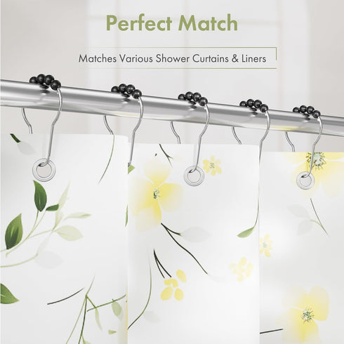 Amazer Black Shower Curtain Hooks, Decorative Rust Proof Acrylic Balls Shower Curtain Hooks, Stainless Steel Shower Hooks for Shower Curtain Bathr...