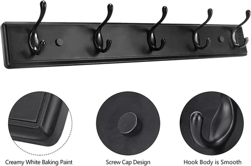 Wooden Coat Rack, Wall-Mounted Organizer for Closet, Entryway, Hallway, Foyer, Bedroom, Heavy Duty Double Hooks for Hanging Towels, Bags, Hats, Ja...