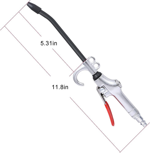 Air Blow Gun with Aluminum Alloy Air Flow Nozzle and Rubber, Pneumatic Air Compressor Accessories Tool, Dust Removal Tool with Anti-slip Rubber Ha...