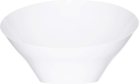 PLASTICPRO Disposable Angled Plastic Bowls Round Medium Serving Bowl, Elegant for Party's, Snack, or Salad Bowl, White, Pack of 4...
