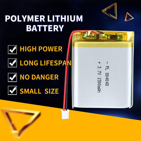 3.7V 1500mAh 804048 Lipo Battery Rechargeable Lithium Polymer ion Battery Pack with JST Connector...