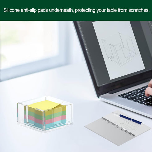 Acrylic Sticky Note Holder, Self-Stick Note Pad Holder W/O Pads - Note Dispenser Memo Pad Holder Desk Organizer for School Office Home (3''x3'' Cl...
