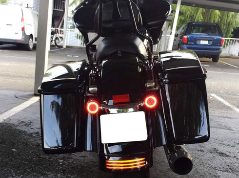 iJDMTOY 2-Inch White Halo/Amber Inner 1157 Front & Red Full LED Rear Turn Signal Light Bulbs Compatible with Harley Davidson Touring Electra Glide...