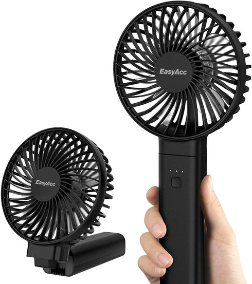 EasyAcc Handheld Fan, Mini Handheld Fan 2021 Upgraded Portable Battery Fan One Touch Power Off USB Desk Fan 3-17 Hours 4 Speeds Strong Winds Perso...