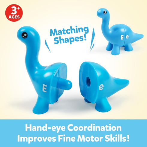 Matching Letters Counting Dinosaur Toys with Double-Sided ABC Alphabet Preschool Learning Uppercase Lowercase Sensory Sorting Educational Montesso...