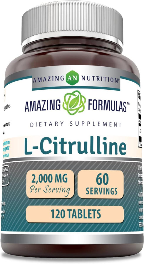 Amazing Formulas L Citrulline 2000mg Per Serving 120 Tablets Supplement | Amino Acid Supplement for Men & Women | Non-GMO | Gluten Free | Made in ...