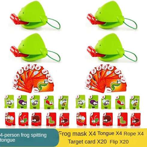 Frog Tongue Game with Blowing air, Two-Pack and Four-Pack, Insect Cardboard Included, Multiplayer Game! (Quad)...