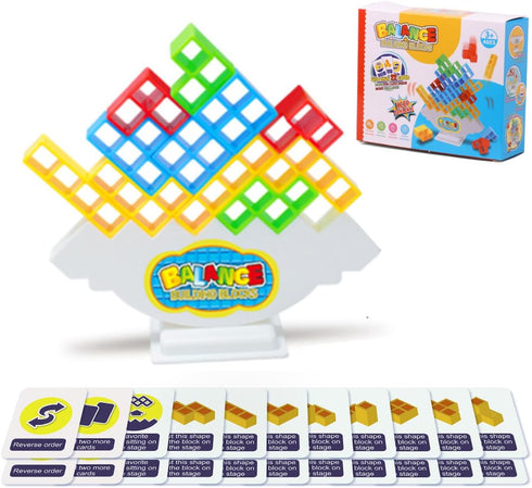 48 Pcs Tower Balance Game, Stack Attack Board Games for 2 Players Family Games, Balance Tower Building Blocks, Building Blocks Stacking Balance Ga...