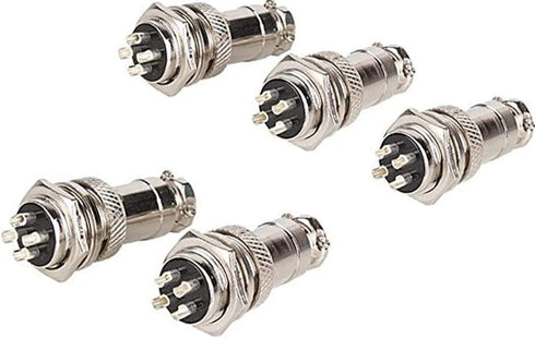Connector Plugs, 16mm 4 Pin Din Female/Male Aviation Wire Connector Plug, GX16 Metal Chassis Connector Socket - (5 Sets)......