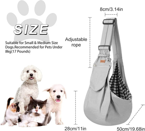 CUBY Dog and Cat Sling Carrier - Hands Free Reversible Pet Papoose Bag - Soft Pouch and Tote Design - Adjustable - Suitable for Puppy, Small Dogs,...