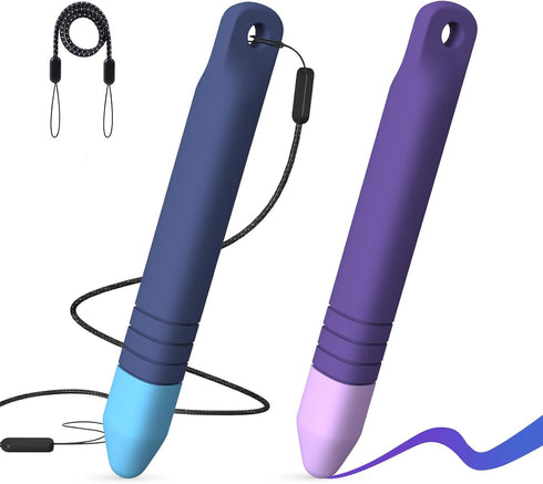 Kid-Friendly Stylus Pens for Touch Screens with Tethers - Mixoo Anti-Rolling Tablet Stylus 2 Pack for Kids, Compatible with iPad, iPhone, Tablets,...