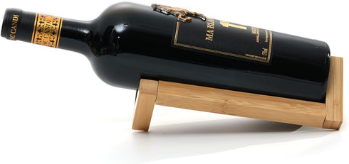Single Wine Bottle Holder, Personalized Bamboo Wine Bottle Holder Stand Display Table Top Wine Rack Countertop Wine Holders Organizer for Dining T...