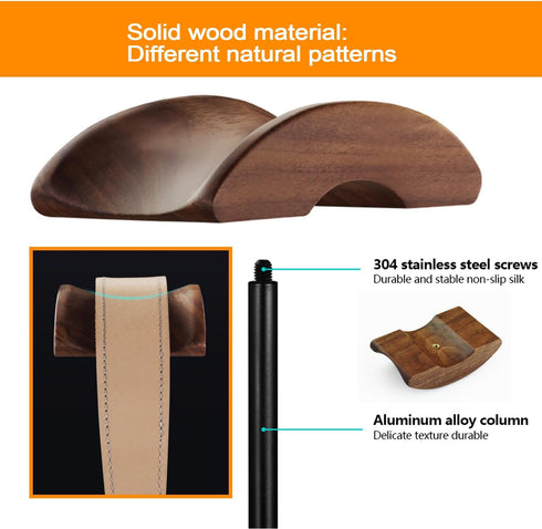 Headphone Stand Holder Headset Holder with Wood and Aluminum Desktop Headphone Stand Headset Stand for Desk with Solid Heavy Base Wood Headphones ...