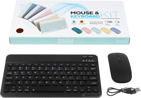 Ultra-Slim Bluetooth Keyboard and Mouse Combo, Rechargeable Portable Compact Wireless Mouse Keyboard Set for PC Computer Tablet Laptop iPad Smartp...