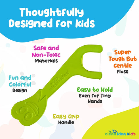 Kids Ecofloss Individually Wrapped - 150 Floss Picks - Flosser for Kids - Individually Packaged Floss Picks...