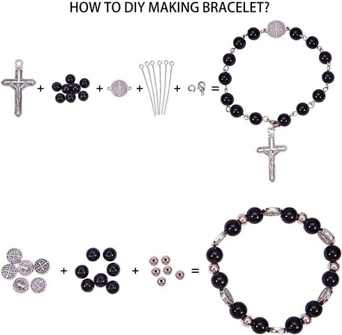 SUNNYCLUE 1 Box DIY 6Set Easter Holidays Beaded Stretch Rosary Bracelet Making Kit Cross Beads Craft Kit, Nickel Free, Instruction...