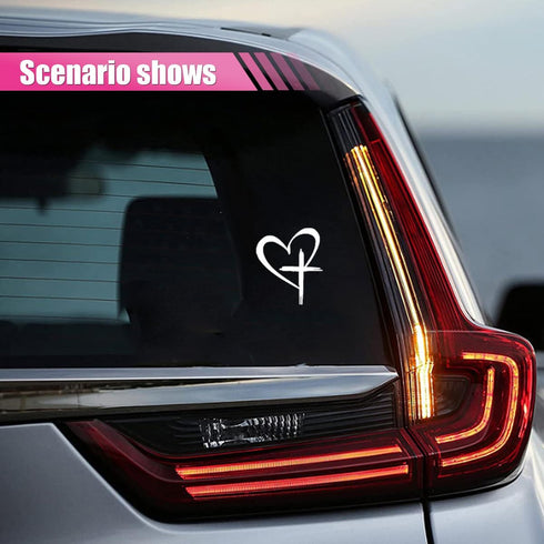 Love Cross Sticker Decal, Love Heart Cross Stickers, Decal Vinyl Sticker for Notebook, Car, Laptop, Window 8.7''×6''...