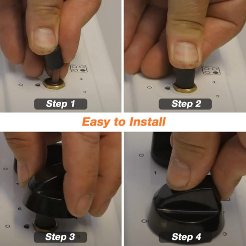 Blutoget 4 Pack Black Universal Control Knobs with 12 Adapters - Compatible for Oven Stove Range - Universal Stove Knobs - Wide Range of Availability