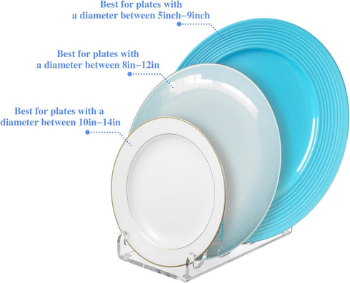 Domensi 2 Pcs Acrylic Plate Stands for Display Clear Dinnerware Display Stand China Display Stand Plate Racks for Display China Place Setting Hold...